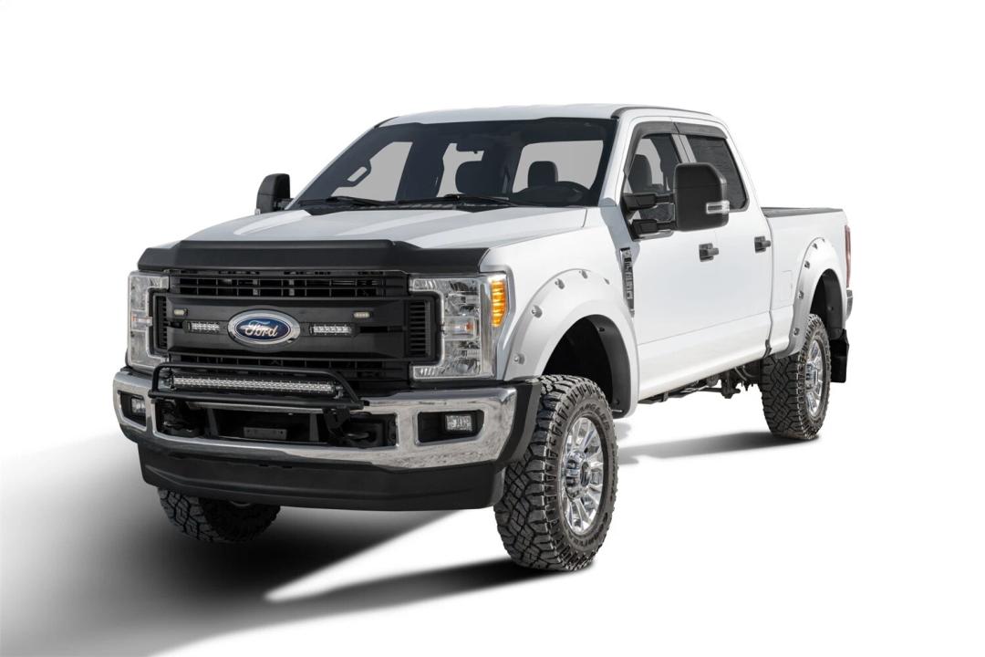 Bushwacker Pocket/Rivet Style Color-Matched Front & Rear Fender Flares | 4-Piece Set, Ingot Silver, Smooth Finish | 20942-52 | Fits 2017-2022 Ford F-250, F-350 Super Duty