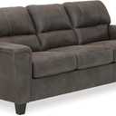 Signature Design by Ashley Navi Faux Leather Modern Sofa, Gray (Charcoal)