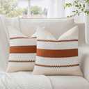 Alsoo Rust Throw Pillow Covers 18x18 Inch Set of 2, Boho Farmhouse Square Fall Decorative Accent Cushion Case for Couch Living Room, Woven Modern Neutral Terracotta Rustic Home Decor