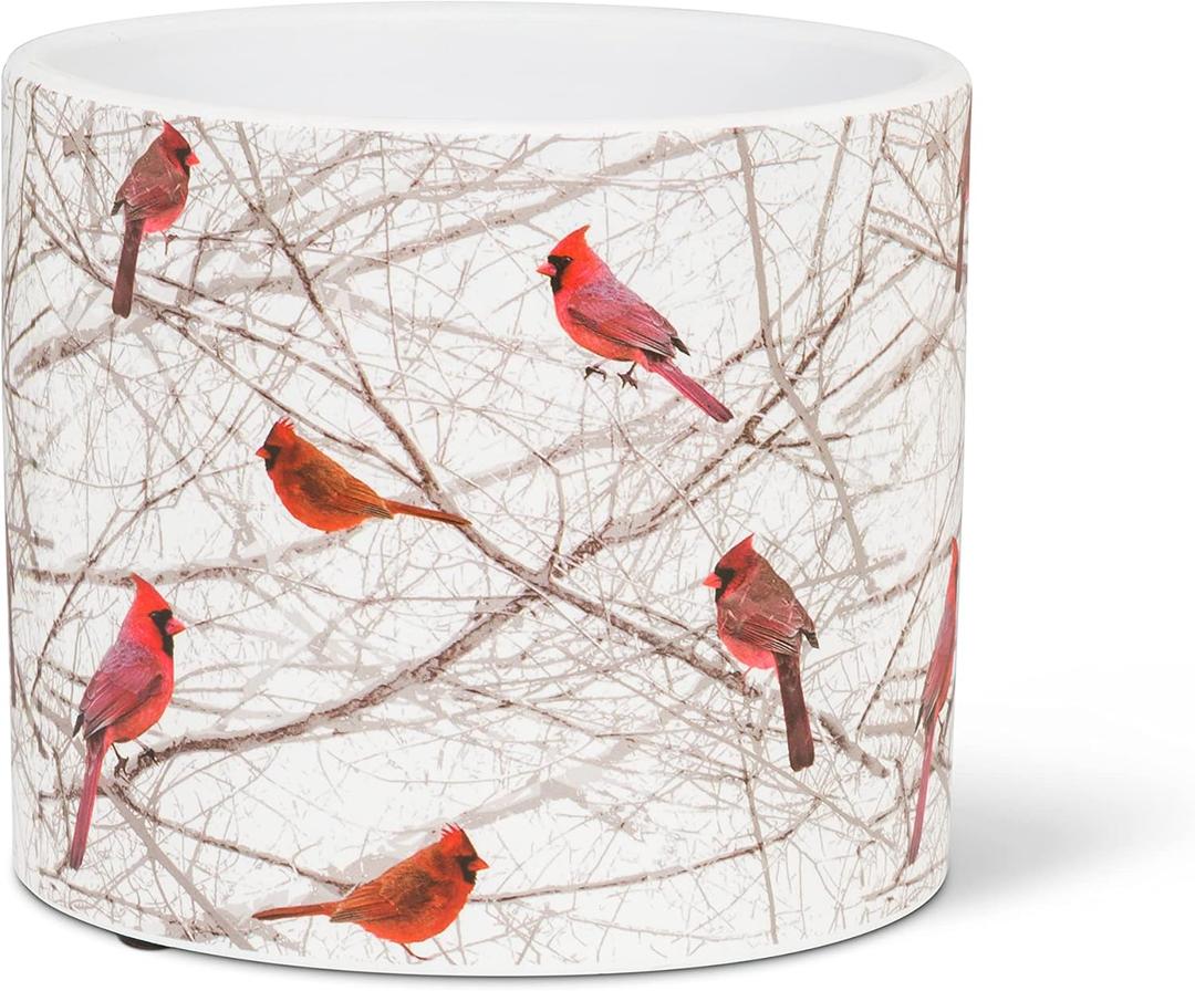 Abbott Collection Small Cardinals in Bush Planter-4.5" D