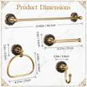 4 Pcs Antique Brass Bathroom Hardware Set, Bathroom Accessories Set, 24 Inch Wall Mounted Bath Towel Bar Toilet Paper Holder Hand Towel Holder Robe Hook for Shower Room Toilet(Single Layer)