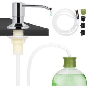 Dish Soap Dispenser for Kitchen Sink Built in Soap Dispenser Pump with 47" Extension Tube Kit Chrome Plated