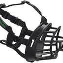 BASKERVILLE ULTRA MUZZLE - Patented Humane Design, Breathable, Dog can Pant and Drink, Adjustable, Padded, Training Muzzle for Medium-sized Dogs, Prevents Biting, Wildlife Scavenging (Size 1, Black)