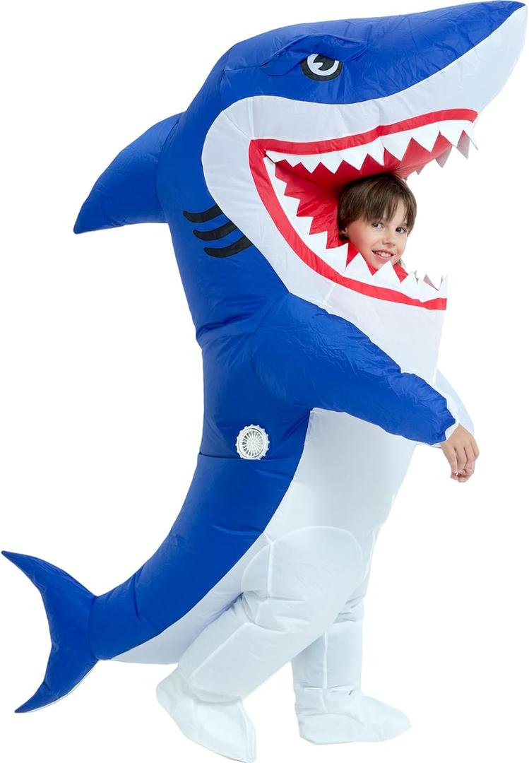 One Casa Blow Up Party Costume, Inflatable Costumes for Kids, Full Body Shark Costume, Halloween Costumes for Boys Girls (6-7YRS)