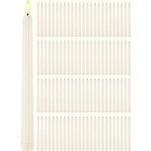 Retisee 100 Pcs 11 Inch Flameless Taper Candles LED Candles Bulk Battery Operated Taper Candle Flickering LED Candlesticks for Valentines Birthday Wedding Party Decor (Roman Style,Ivory)