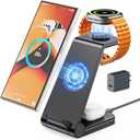 Wireless Charger for Samsung, 3 in 1 Wireless Charging Station for Samsung Galaxy Watch 8 7 6 5 4 3 Pro Classic Galaxy Buds 3/2 Pro, Charger for Samsung Galaxy S25 Ultra/S25/S24/S23/S22/S21/Note20