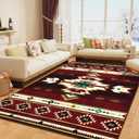 Western Rugs for Living Room, Non Slip Rustic Rug for Bedroom Dining Table Kitchen, Washable Aesthetic Area Rugs for Home Decor, 5ft x 7ft, Red