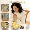 Prayer Bowl Wooden with 24 Prayer Cards&2 Wood Heart,Heart Shaped Decor Prayer Bowl,Religious Gift for Women,Mom, Dad, Daughter or Husband,Christian Easter Gifts for Mom,Men