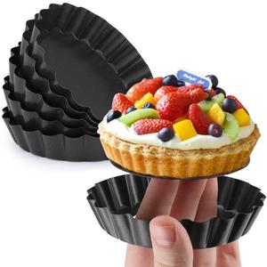 Gutsdoor Mini Tart Pan 4 Inch with Removable Bottom Quiche Pan Nonstick Round Quiche Pie Pan, Set of 6