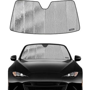 Pigenius Windshield Sun Shade for Mazda MX-5 Miata (ND) 2016-2025, Fits All Models Including RF & Soft Top, Reversible Silver/Black