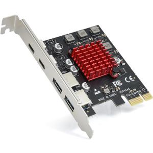 ELUTENG 4 Ports USB 3.1 PCIE Expansion Card (2 USB-A & 2 Type-C Ports) Superspeed PCI Express Expansion Card USB Card for Desktop PC Support Windows 11/10/8/7/XP/Vista, Self-Powered Supply