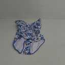B2prity One Piece Swimsuit for Women Tummy Control Ruched Bathing Suit Push Up Tie Back Swimwear Shell Stitched (Medium, Blue White Floral)