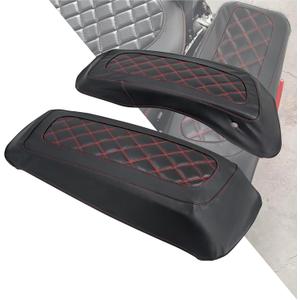 Saddlebag Lid Covers Protective Hard Saddlebag Lid Bra Fit For 2014-2025 Harley Touring Road King Electra Glide Ultra Limited FLHTK FLHXS Tri Glide (Red Stitching)