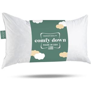 ComfyDown Decorative Throw Pillow Insert, Down and Feather Fill, 100% Cotton Cover, 233 Thread Count - Made in USA (14 X 30) (White)