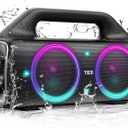 Speakers, YIER 80w (Peak) Portable Wireless Speaker with Lights, Stereo Loud Sound, IP67 Waterproof, Deep Bass Outdoor Speakers Bluetooth 5.0 Dual Pairing for Home Party Beach Camping, Gifts