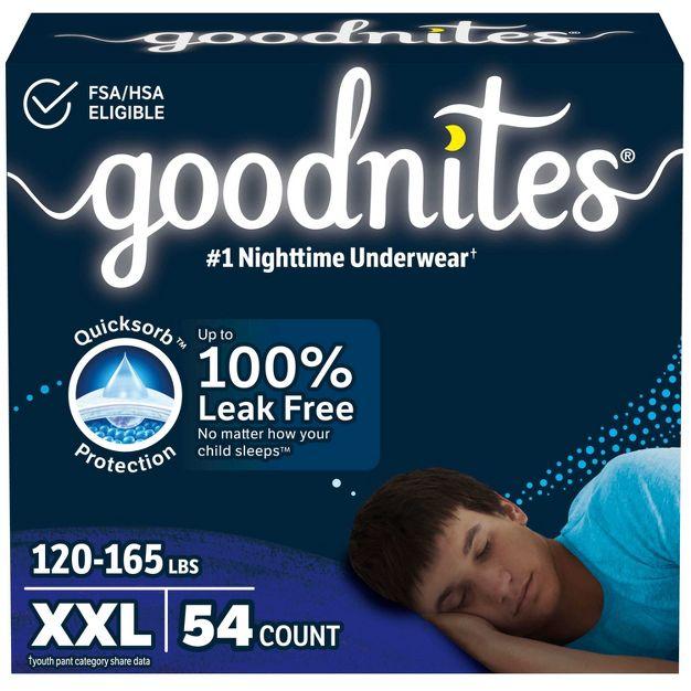 Goodnites Boys' Nighttime Underwear - 3 packs of 18 pieces, 54 Count XXL