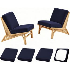 SUKAIKEQA 4PCS Patio Cushion Covers,Patio Furniture Couch Seat Slipcovers，Washable Furniture Protector, Replacement for Sofa Sectional Chair, Navy