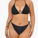 Tempt Me Women Plus Size Triangle Bikini String Two Piece Halter Tie Side Swimsuit, Size 18W