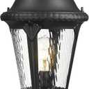 Emliviar 25" Lamp Post Light Fixture with Water Ripple Glass, Waterproof Outdoor Pole Light in Black Finish for Yard and Garden, XE265P-SW BK