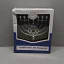 The Dreidel Company Traditional LED Electric Silver Mettalic Hanukkah Menorah -Full Size 13 Inches High 3 AA Battery or USB Powered - Includes a Micro USB 4' Charging Cable