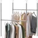 Simple Houseware Adjustable Closet Hanging Rod, Chrome - 2 Pack