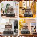 4 x Moucuny 4 Pcs Farmhouse Coffee Bar Sign Decor Wooden Cup Rise & Shine It's Coffee Time Rustic Wood Cafe Sign Gift for Home Kitchen Tabletop Decor