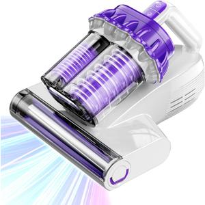E.LUO Bed Vacuum Cleaner with UV-C Light & High Heating Tech, Over 10Kpa Suction 400W Powerful Double-Cup Handheld Vacuums for Dust & Pet Hair with HEPA