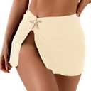RoseSeek Women's Starfish Split Thigh Beach Skirt Skinny Vacation Bathing Suit Cover Up Skirts with Charm (L)