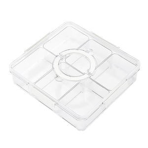 Platters Plastic Divided Serving Tray Large Capacity with Lid Food Compartment Organizer for Desserts Seasonings