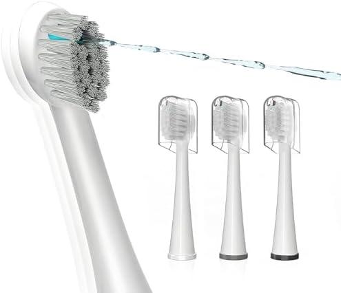 Replacement Brush Heads for Waterpik Sonic Fusion 2.0 - Flossing Toothbrush Head for Water pik with Color-Coded Rings & Hygienic Caps - 3 Pack White Soft Bristles - Compact Size