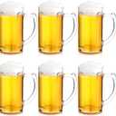 Domensi 6 Pcs 12 oz Clear Plastic Beer Mugs with Handles
Reusable Steins for Bar Party Barbecue Wedding, Classic Mugs for Whiskey Juice Coffee Tea Cocktail, Sturdy Grip