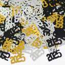 Heyimimy Gold and Black 2025 Confetti | Graduation Confetti 2025-30g | Graduation Decorations Class of 2025 | Congrats Grad Table Scatters | Grad Party Supplies 2025