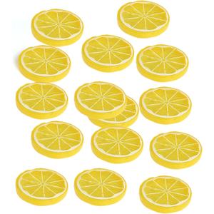 YIKANGHENG 15 Pcs 2 Inch Yellow Artificial Lifelike Lemon Peels for Home and Party Decoration (Yellow Lemon Block, 15)