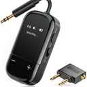 Airplane Bluetooth 5.3 Audio Transmitter with Qualcomm aptX Adaptive, LCD Display, Dual Device Support, 30Hr Battery, 3.5mm AUX for Travel, Flight, Gym