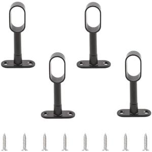 INCREWAY 4pcs Black Closet Rod Support, Zinc Alloy Oval Wardrobe Rod End, Adjustable Hollow Rod Bracket for Cabinet Bedroom Bathroom