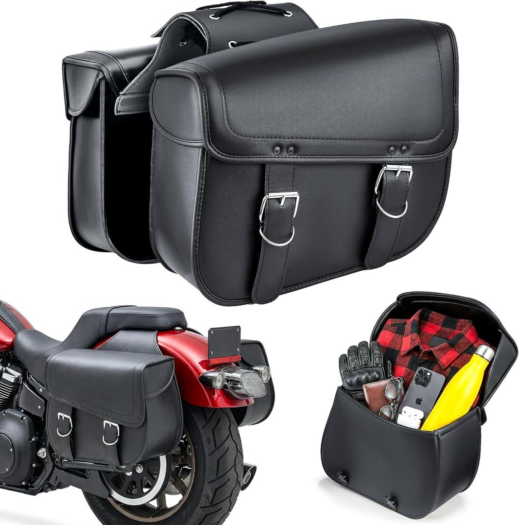 Nomad Universal Motorcycle Saddlebags 30L Large Capacity Quick-Easy Throw Over Bags for Cruiser, Chopper, Touring Heavy Duty saddle bags,Waterproof,Secure Lock,Durable Storage Side Bags for Bikers