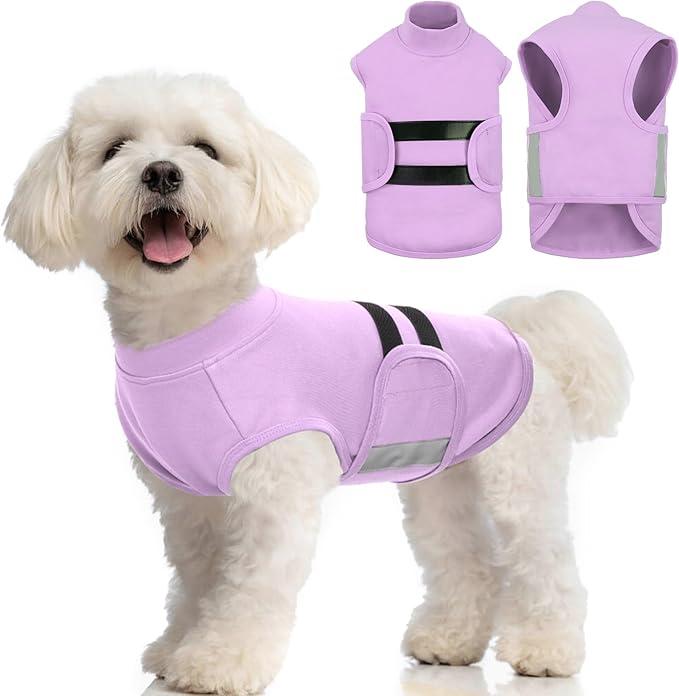 MIGOHI Dog Anxiety Relief Coat,Comfort Anxiety Vest for Dogs,Adjustable Dog Anxiety Calming Wrap for Fireworks,Thunderstorm,Travel,Separation,Anxiety Jacket for Small Dogs,XS,Lightpurple