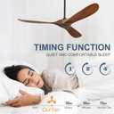 ABZ 60" Outdoor Ceiling Fans without Lights, 60 Inch Wood Ceiling Fans no Light, 3 Blade Propeller Outdoor Fan with Remote Control for Patios Living Room Bedroom Porch, High CFM ETL Listed