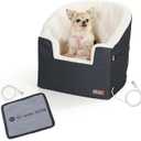 K&H Pet Products Bucket Booster for Small & Medium Dogs - Washable Heated Car Seat with Safety Leashes - Charcoal/ Cream