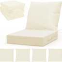 LAGRATY Outdoor Chair Cushions for Patio Furniture24" x 24" Deep Seat Cushions with Backrest for Couch Sofa Chair - Waterproof Fade-Resistant Patio Cushion (Set of 4,Ivory)