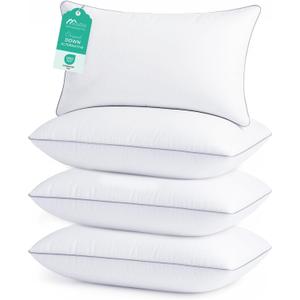 Sasttie Pillows Queen Size Set of 4, Bed Pillows for Side, Back, and Stomach Sleepers - Oeko-Tex Certified Supportive Down Alternative Plump Filling - Hotel Quality and Machine Washable, 4 Pack