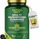 Multi Mushroom Gummies 6-in-1 with Lions Mane, Reishi, Shiitake & Vitamin B6 - Focus, Energy & Vitality - Vegan & Sugar-Free - 60 Gummies for Kids & Adults
