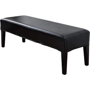 Tookie PU Leather Soft Stretch Dining Bench Cover, Waterproof Elastic Removable Seat Cushion Slipcover for Kitchen Dining Bench Seat Protector (Black)