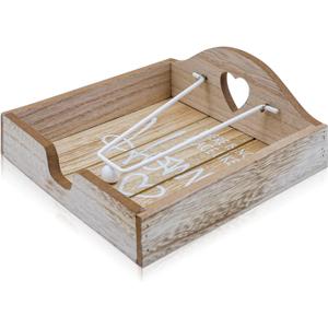 Wooden Napkin Holder with Weighted Arms - Rustic Square Flat Paper Towel Holder for Kitchen Countertop, Bathroom & Outdoor Use - Brown