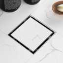 4 Inch Square Shower Drain with Removable Tile Insert Grate, Brushed 304 Stainless Steel Square Shower Floor Drain, Includes Hair Strainer, CUPC Certified