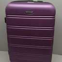 Rockland Melbourne Hardside Expandable Spinner Wheel Luggage, Medium 24", Purple, Checked Medium 24"