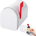 Mini Mailbox,6 x 4 Inch Small White Tin Mailboxe,Present Mail Box Decor,Outdoor Indoor,Role Playing,Mail House