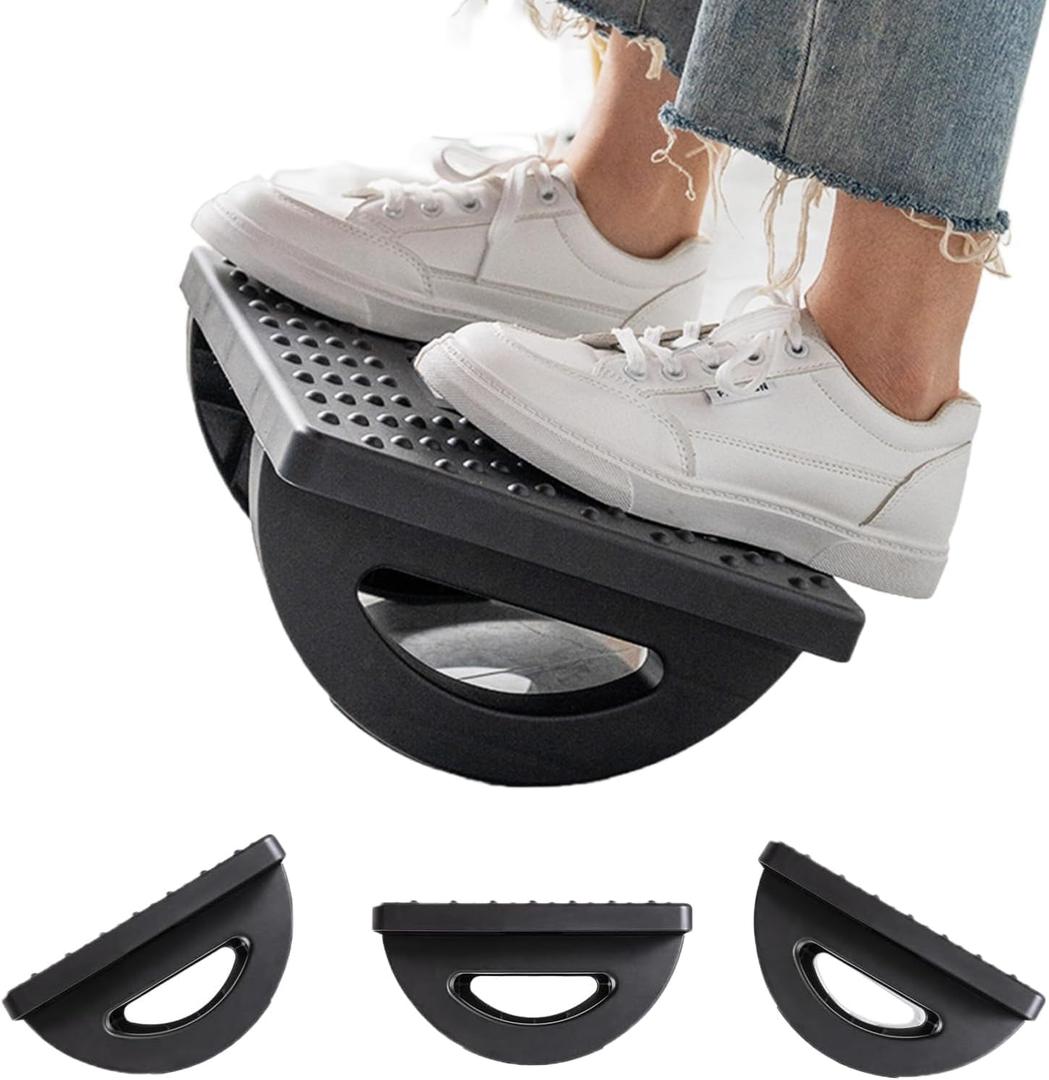 Rocking Foot Rest Under Desk at Work,Rocking Foot Stool Footrest,Footrest with Foot Massage Feet Stand,Promote Leg Circulation,Massage Feet Stand for Office&Home (Black)