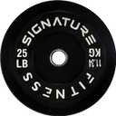 Signature Fitness 2" Olympic Bumper Plate Weight Plates with Steel Hub - 100% Virgin Rubber, Black (SF-BLK25S)
