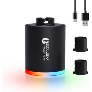 FLEXTAILGEAR Electric Hookah Pump Kit, Mini Portable Hookah Starter with 1300 mAh Rechargeable Battery Led Light, Coal Burner Helper Shisha Nargila Warm Up Set Smoke Bar Accessories